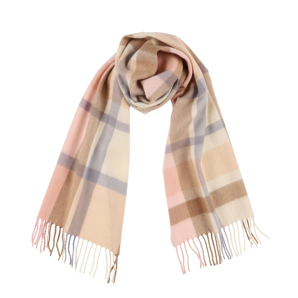 Beige check scarf in 100% wool – London (4)