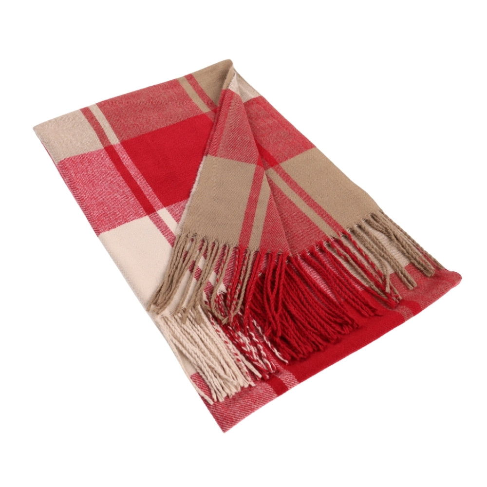 Red check scarf with fringe – Liverpool (1)