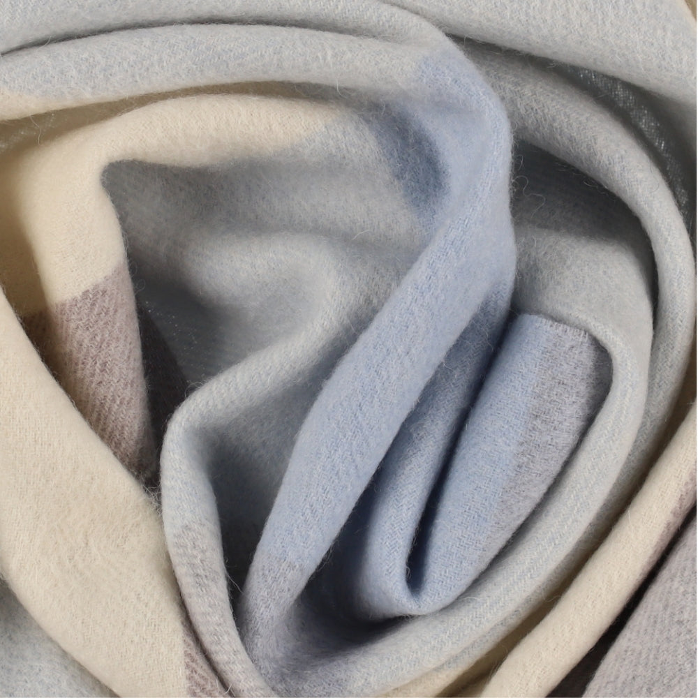 Blue check scarf in 100% wool – London (2)