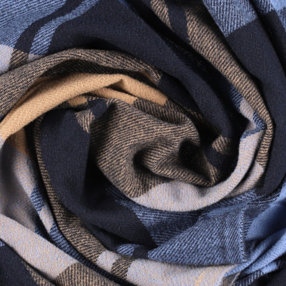 Blue check scarf with fringe – Liverpool (2)