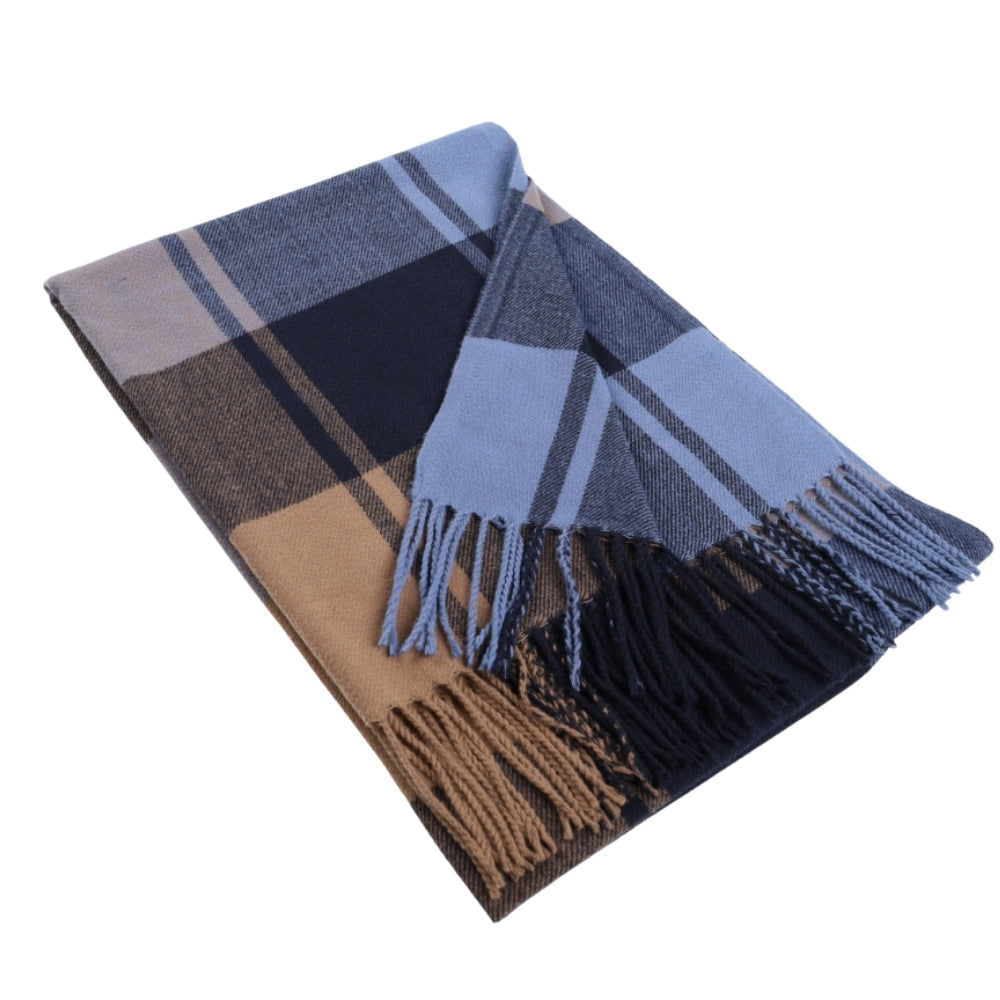 Blue check scarf with fringe – Liverpool (1)