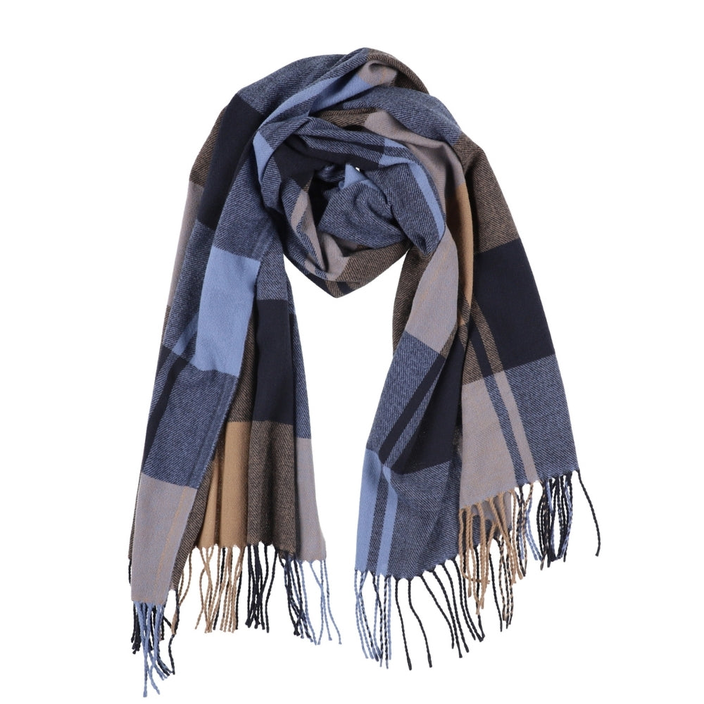 Blue check scarf with fringe – Liverpool (4)
