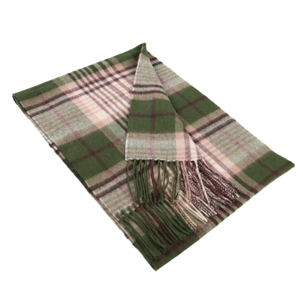 Green check scarf in 100% wool, with fringe – London (1)