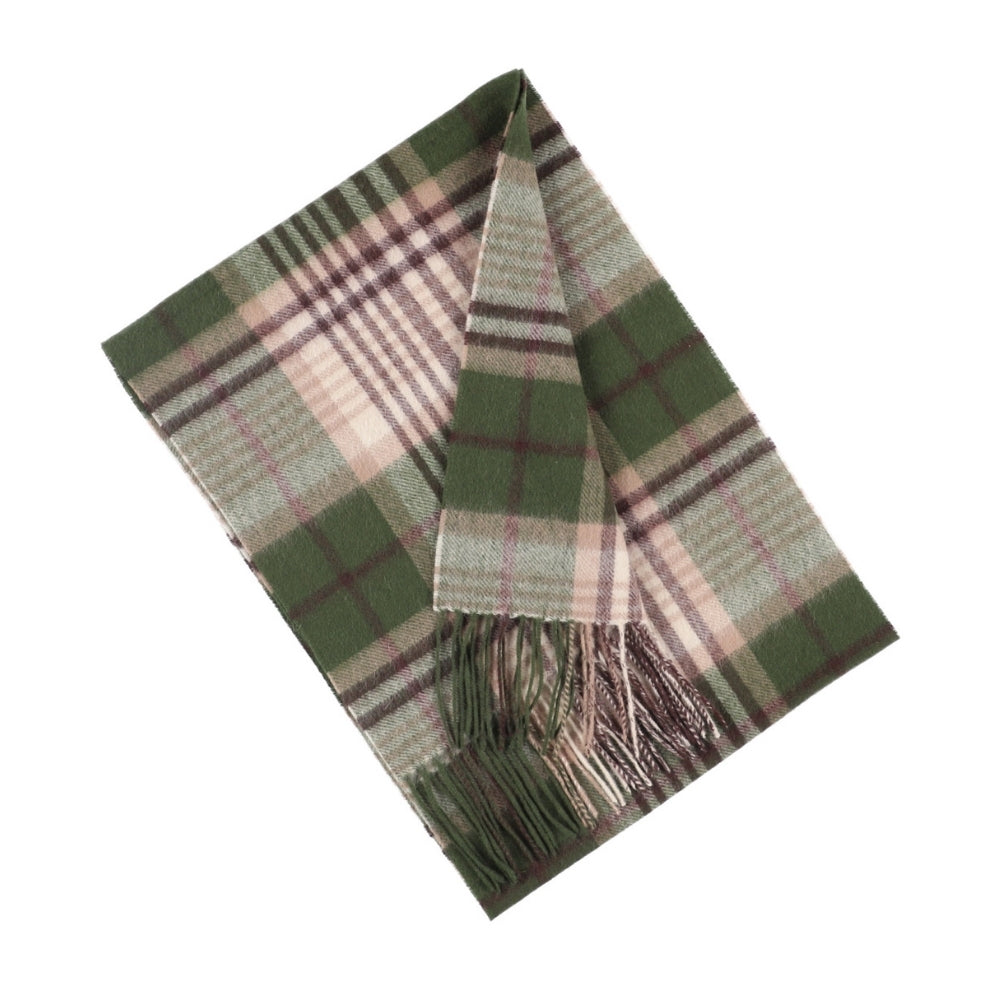 Green check scarf in 100% wool, with fringe – London (3)
