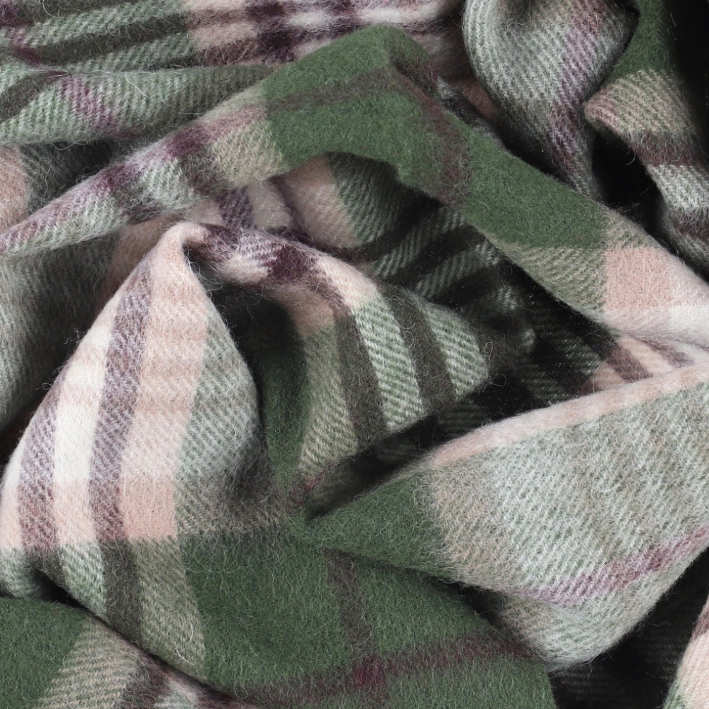 Green check scarf in 100% wool, with fringe – London (2)