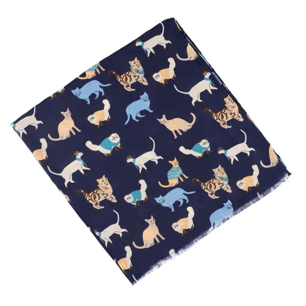 Navy cat print neck scarf – Nikko (6)