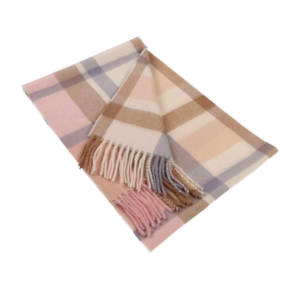 Beige check scarf in 100% wool – London (1)