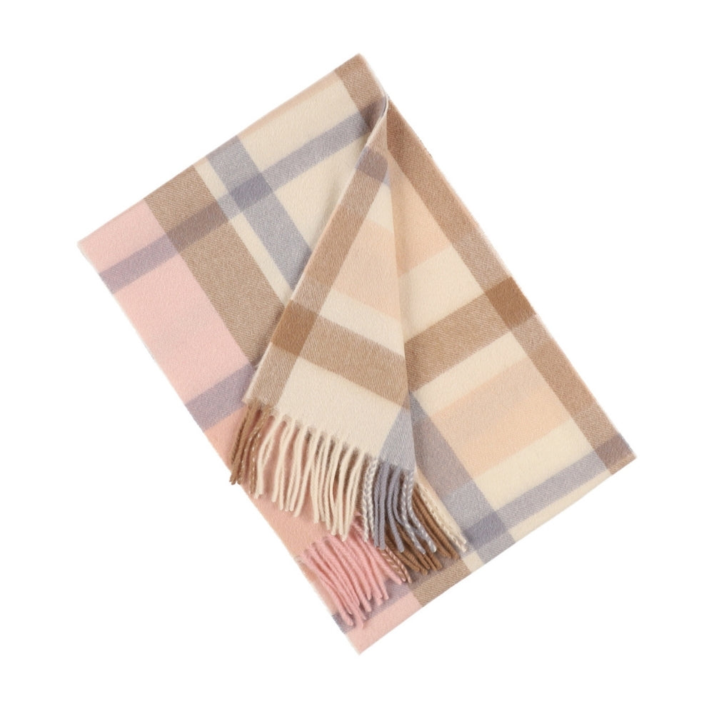 Beige check scarf in 100% wool – London (3)