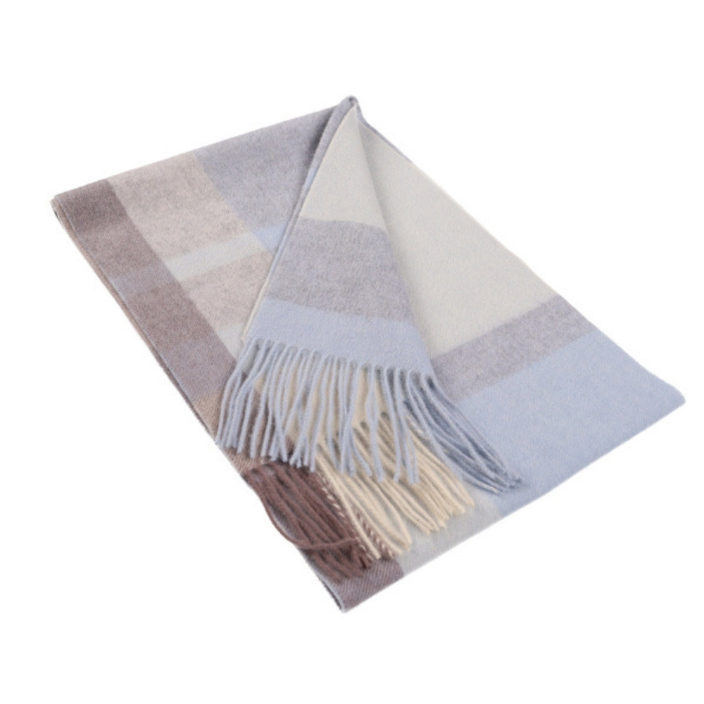 Blue check scarf in 100% wool – London (1)