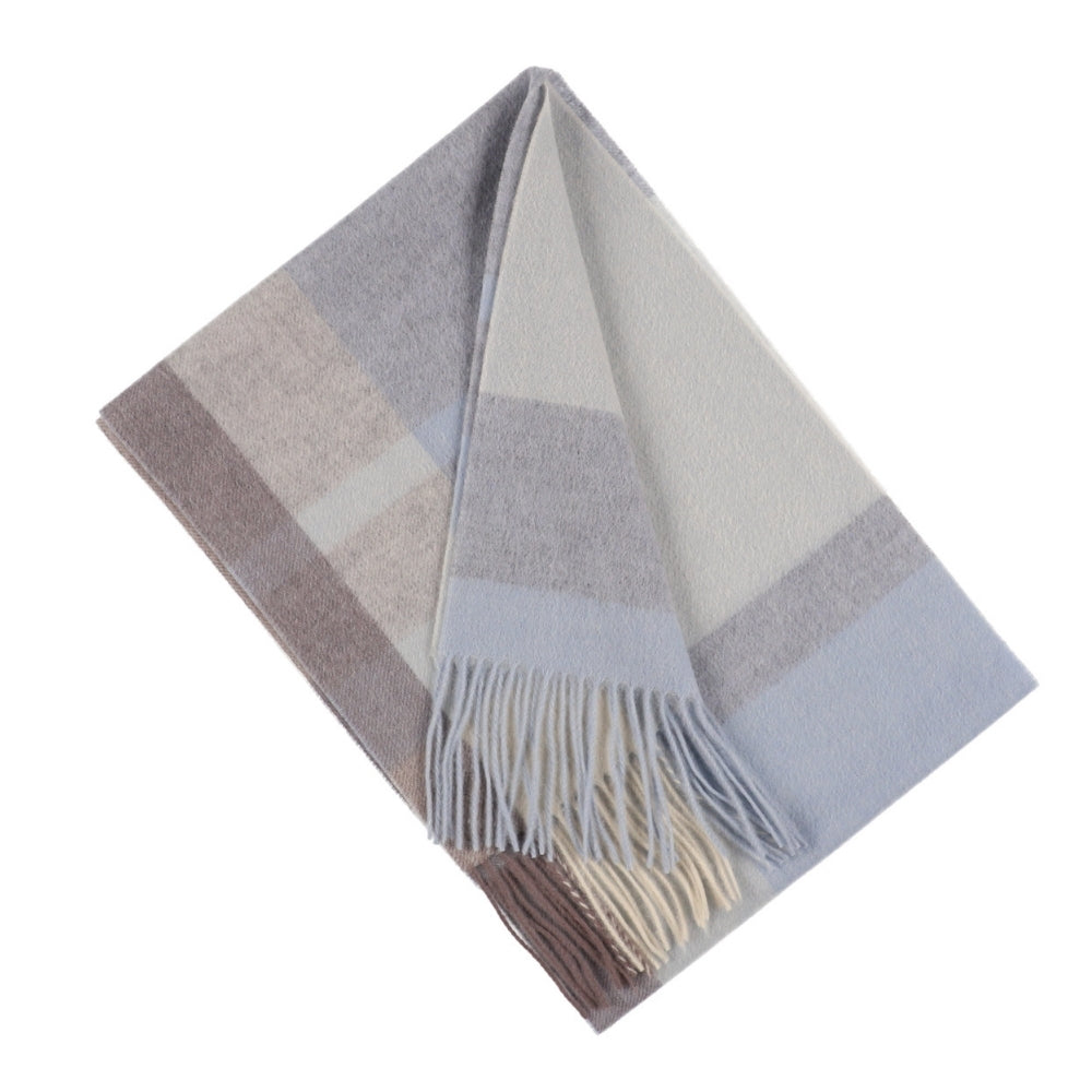 Blue check scarf in 100% wool – London (3)
