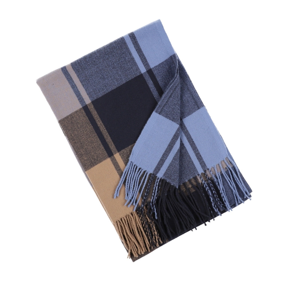 Blue check scarf with fringe – Liverpool (3)