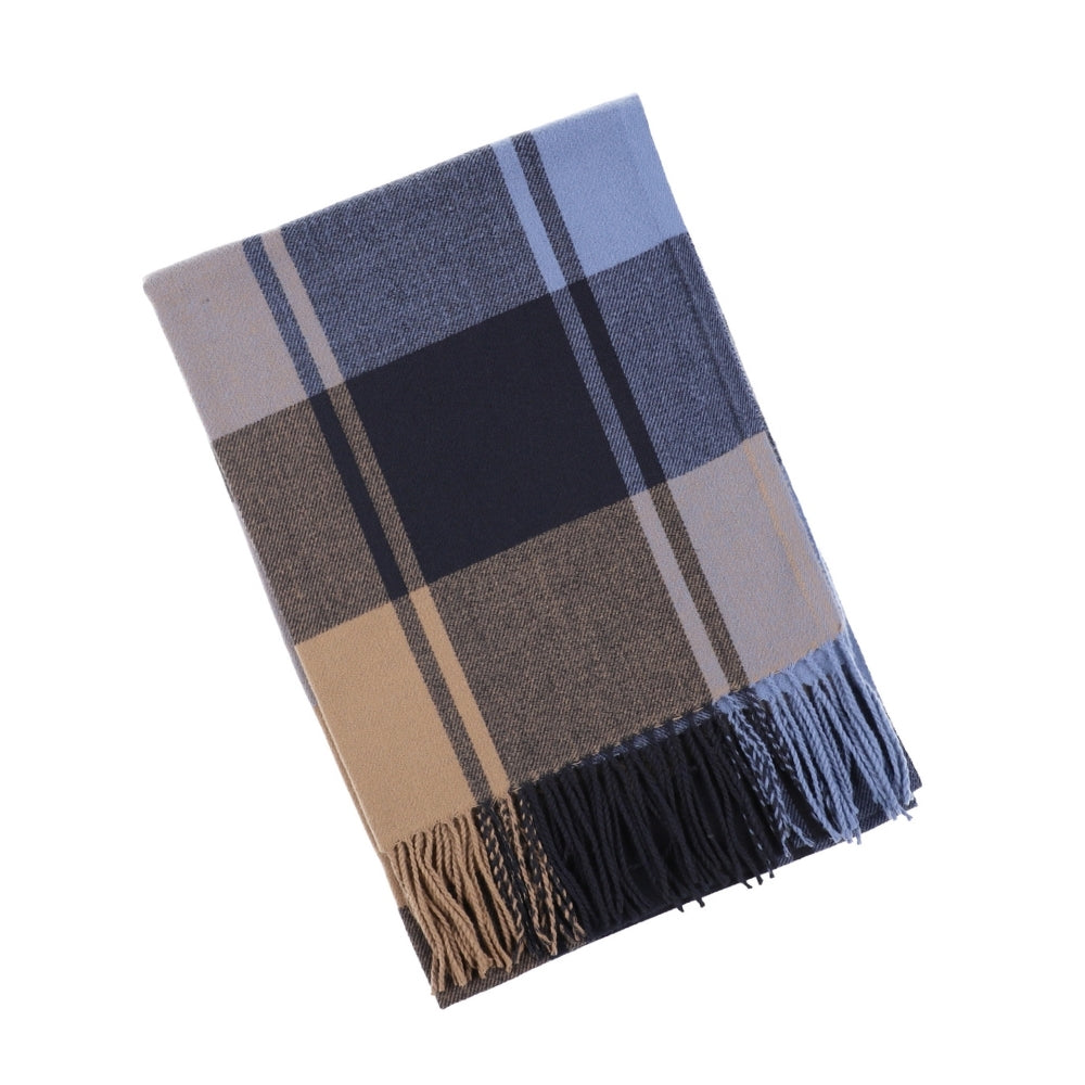 Blue check scarf with fringe – Liverpool (6)
