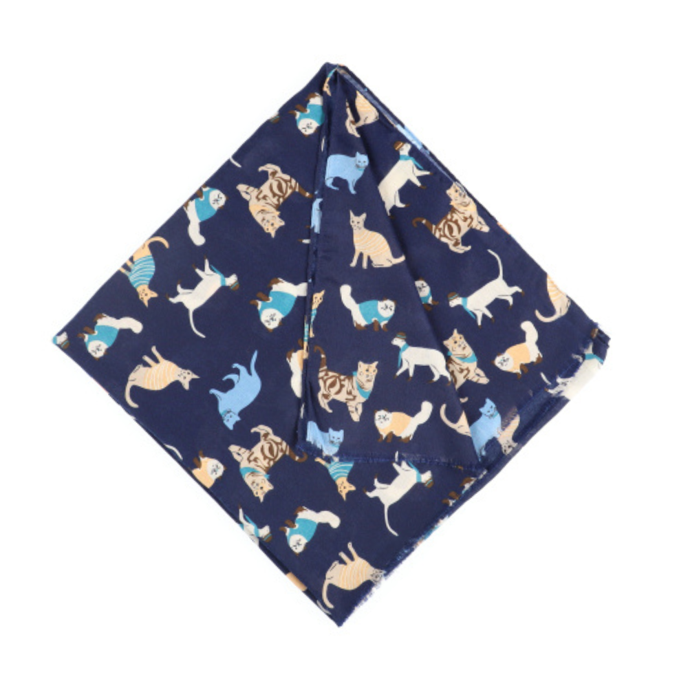 Navy cat print neck scarf – Nikko (3)