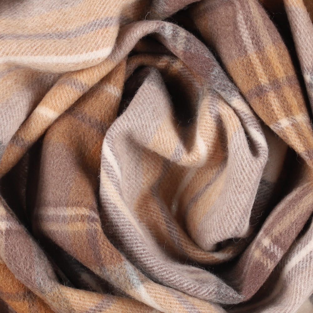 Brown check scarf in 100% wool – London (2)